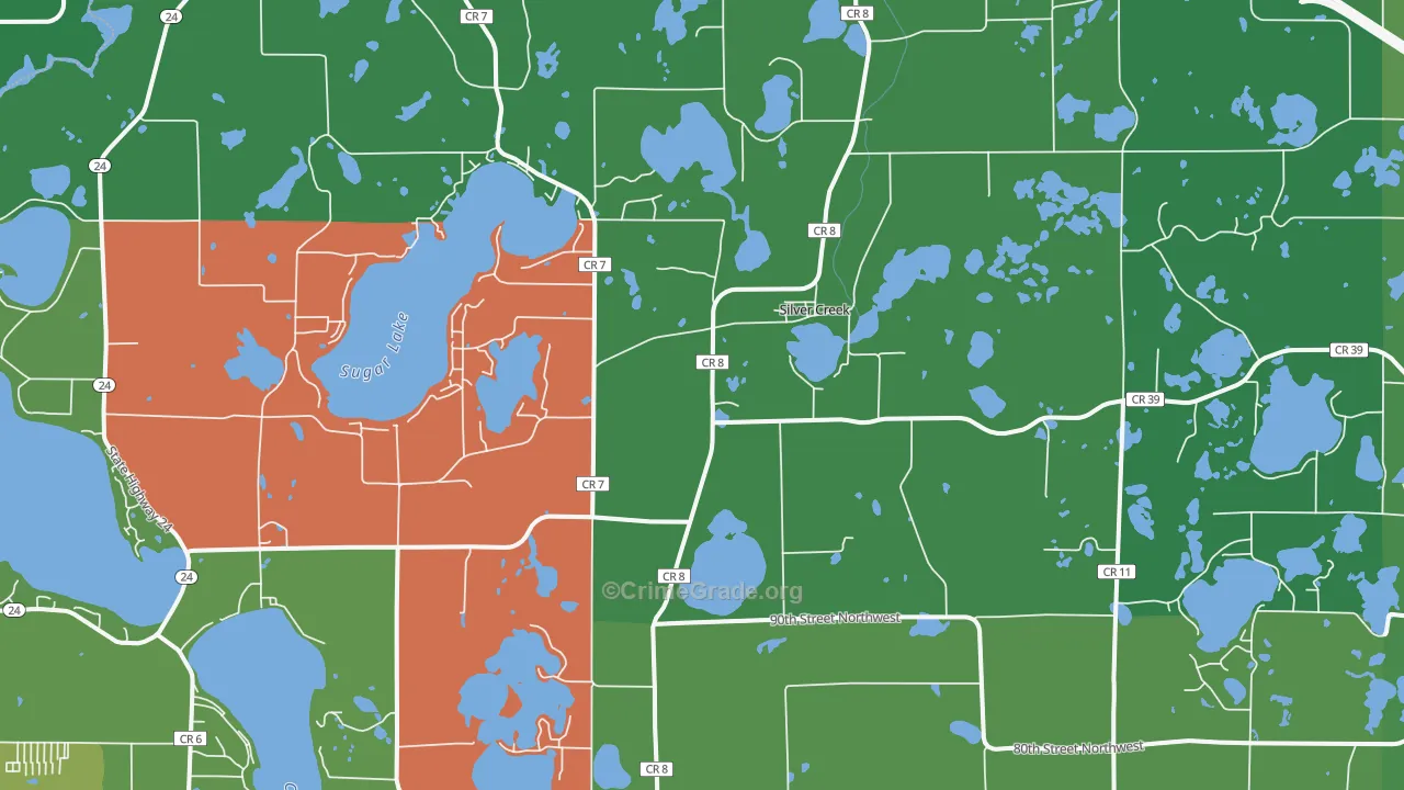 Silver Creek, MN Map of Vehicle Theft Rates