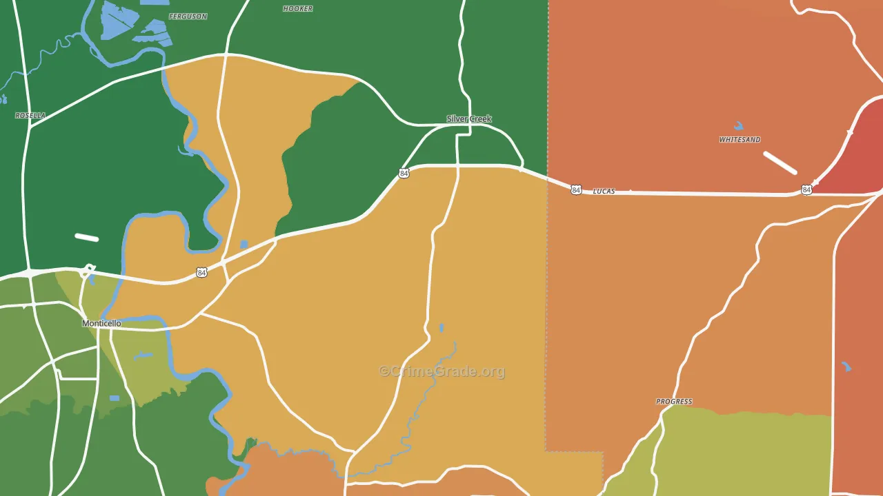 Silver Creek, MS Map of Vehicle Theft Rates