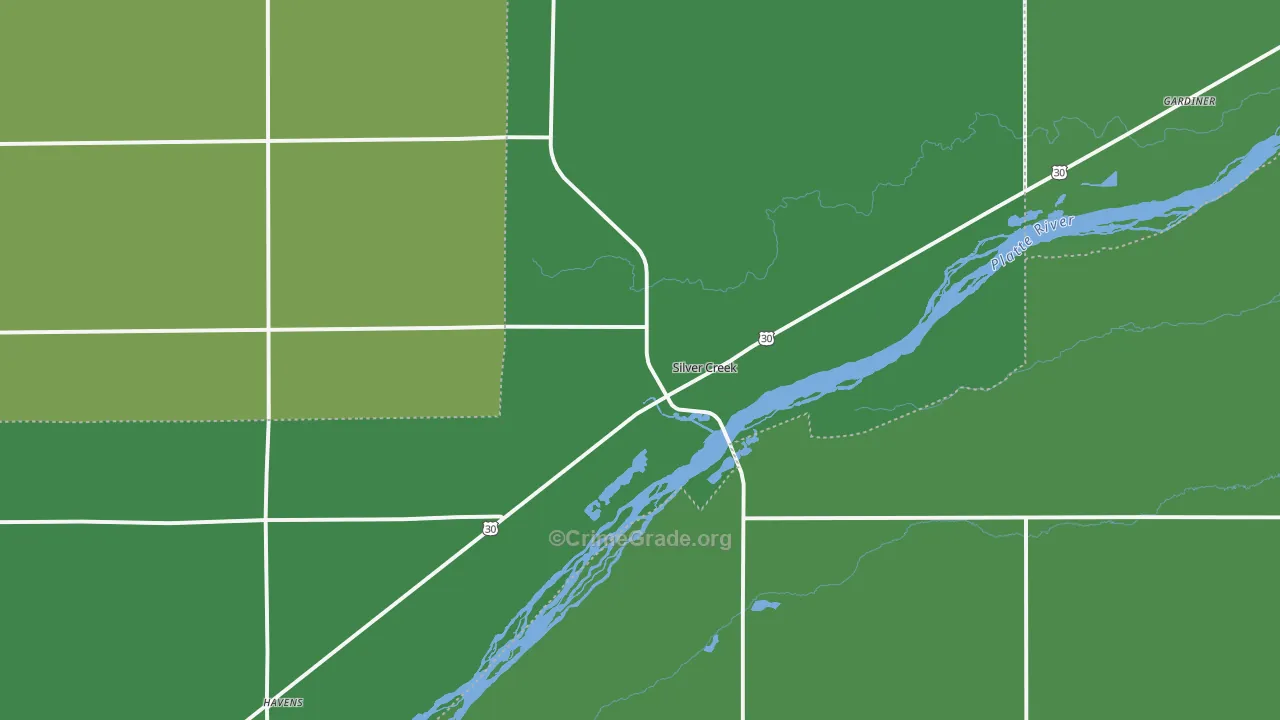 Silver Creek, NE Map of Vehicle Theft Rates