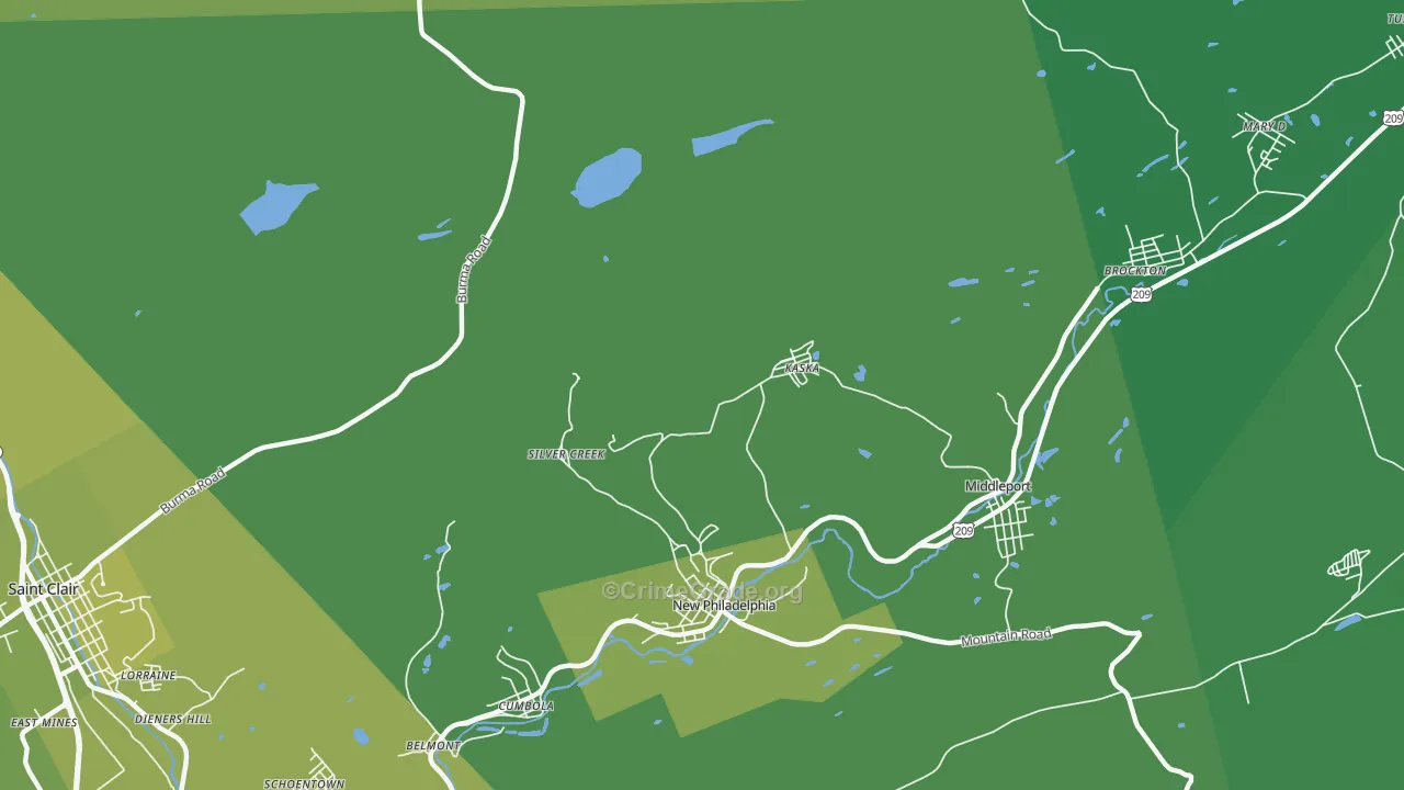 Silver Creek, PA Map of Vehicle Theft Rates