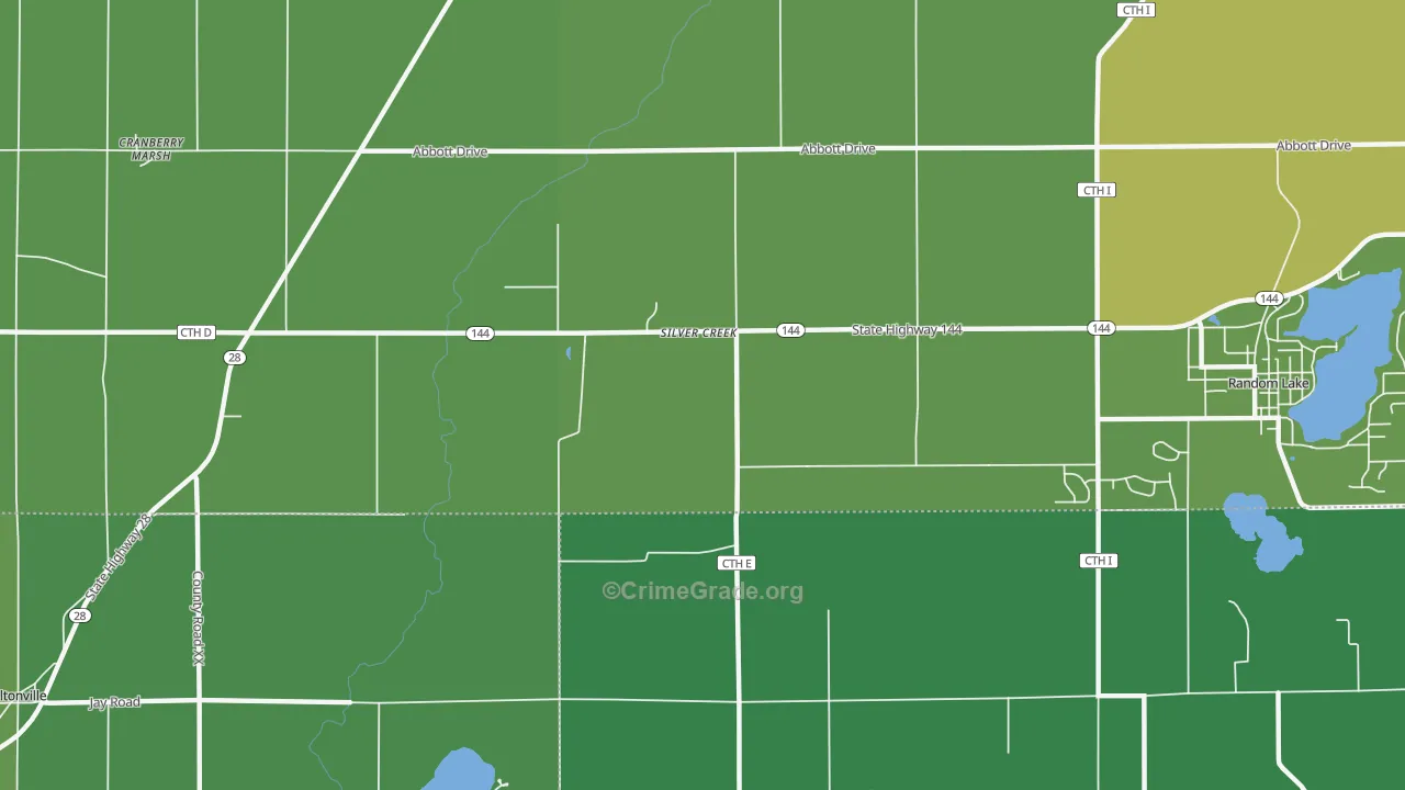 Silver Creek, WI Map of Vehicle Theft Rates
