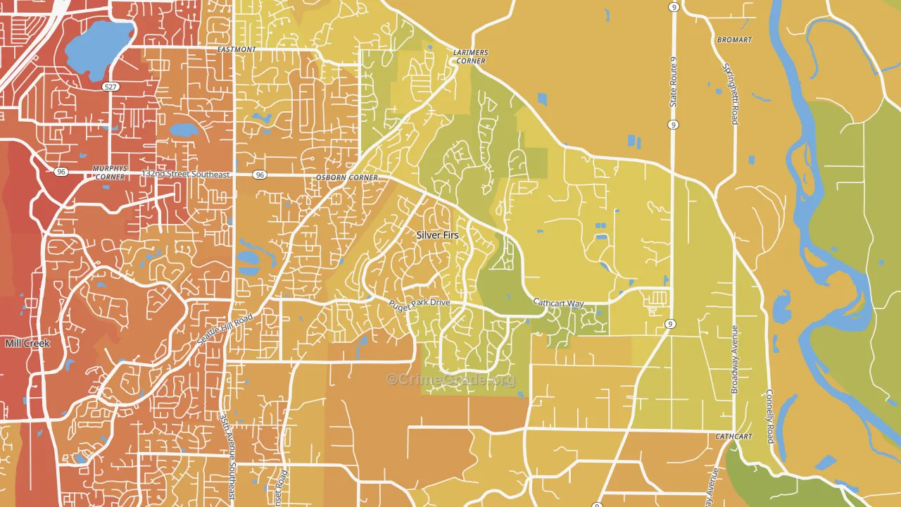 Silver Firs, WA Map of Vehicle Theft Rates
