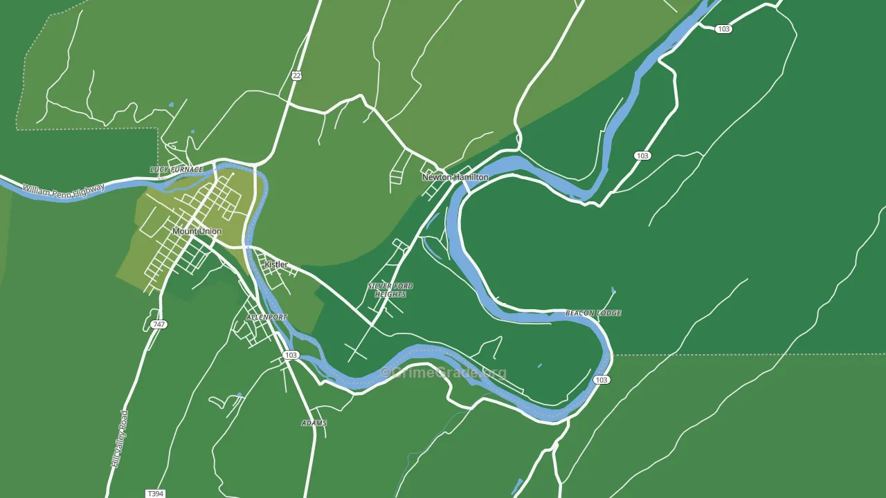 Silver Ford Heights, PA Map of Vehicle Theft Rates