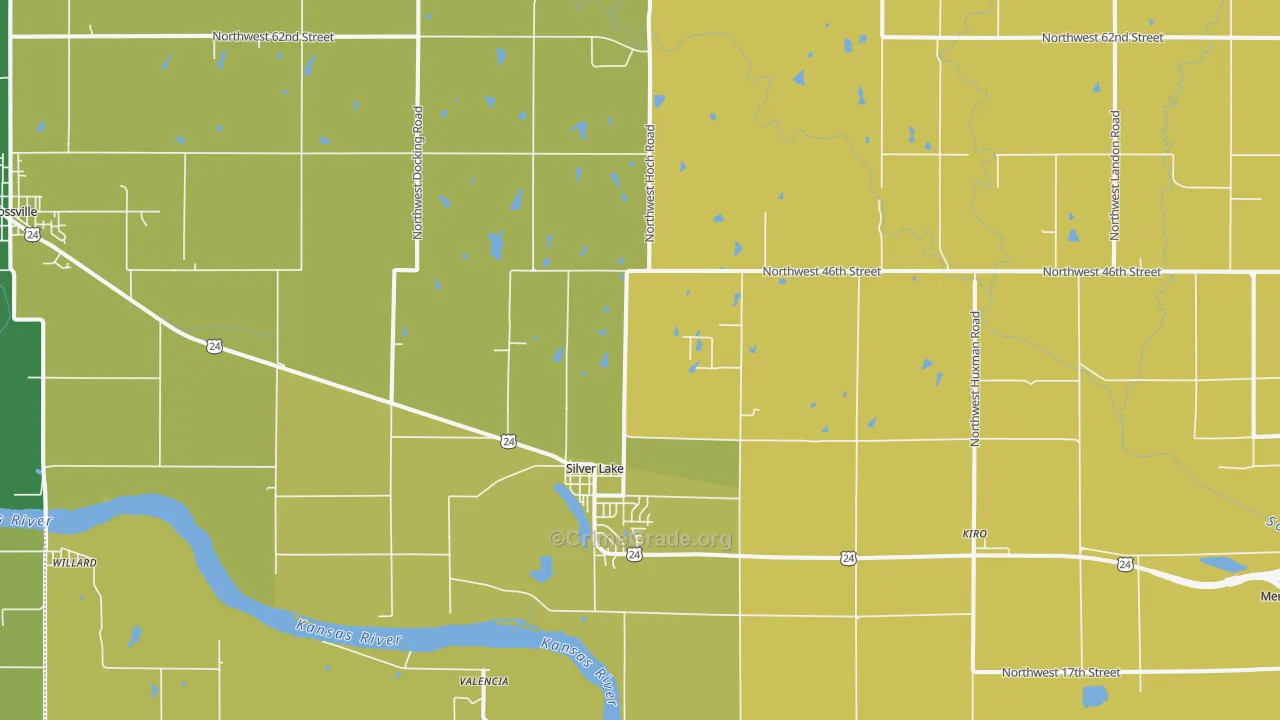 Silver Lake, KS Map of Vehicle Theft Rates