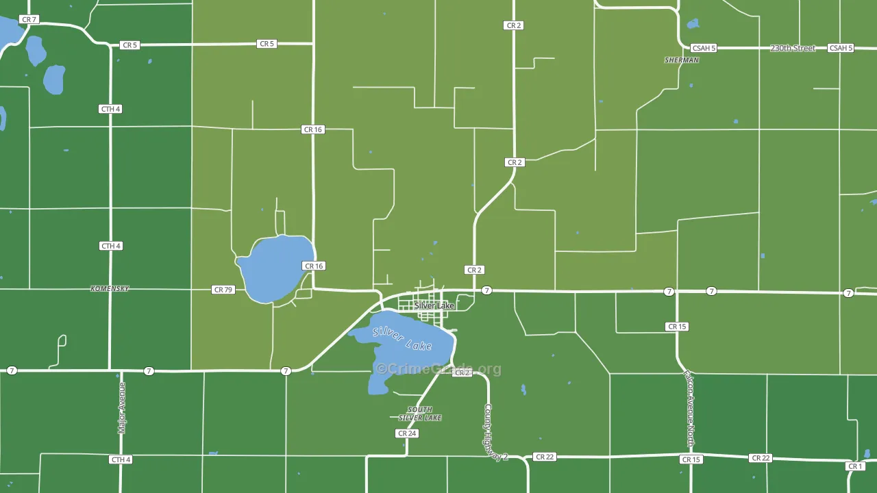 Silver Lake, MN Map of Vehicle Theft Rates