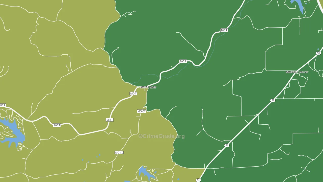 Silver Lake, MO Map of Vehicle Theft Rates