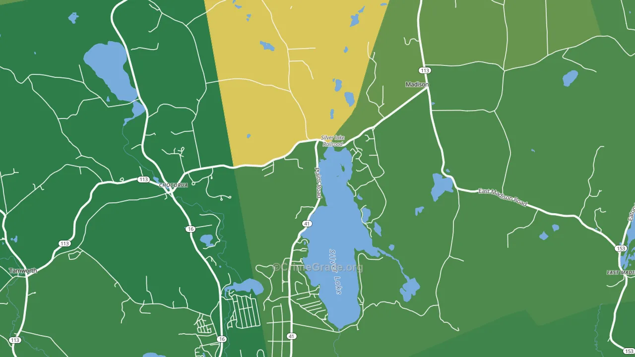 Silver Lake, NH Map of Vehicle Theft Rates