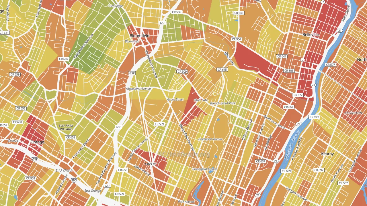 Silver Lake, NJ Map of Vehicle Theft Rates