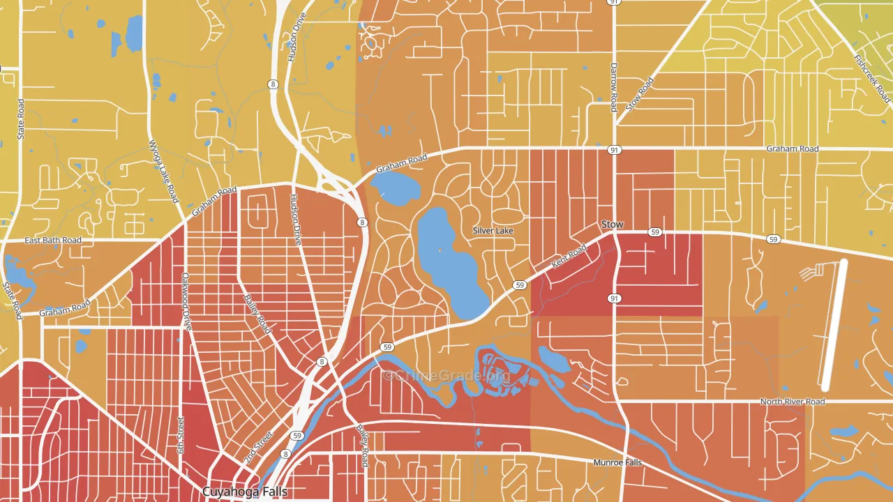 Silver Lake, OH Map of Vehicle Theft Rates