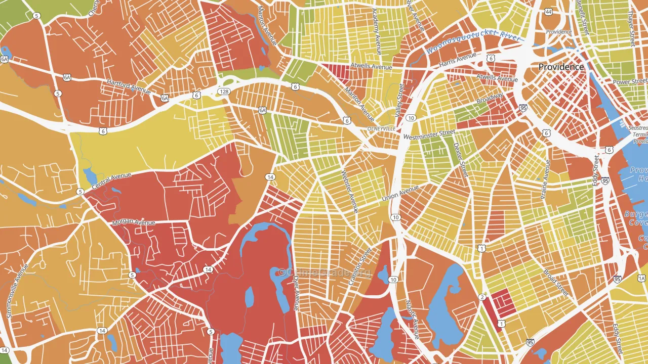 Silver Lake, Providence, RI Map of Vehicle Theft Rates