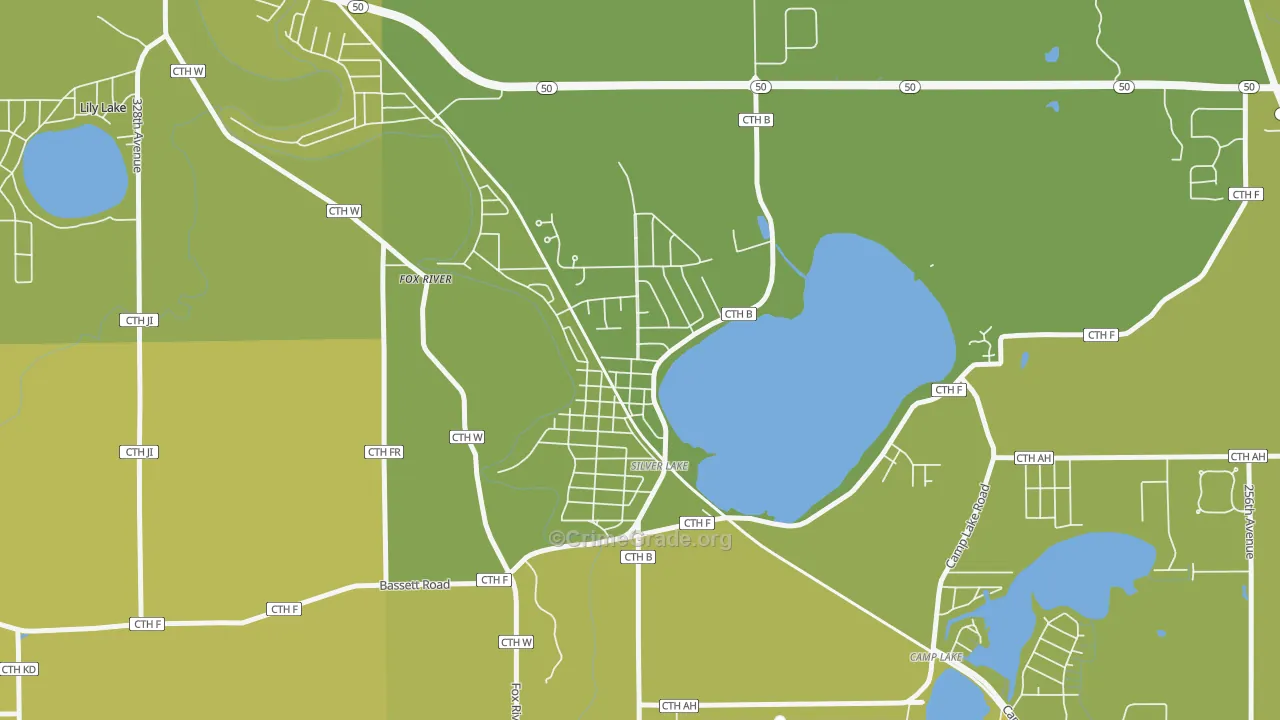 Silver Lake, WI Map of Vehicle Theft Rates