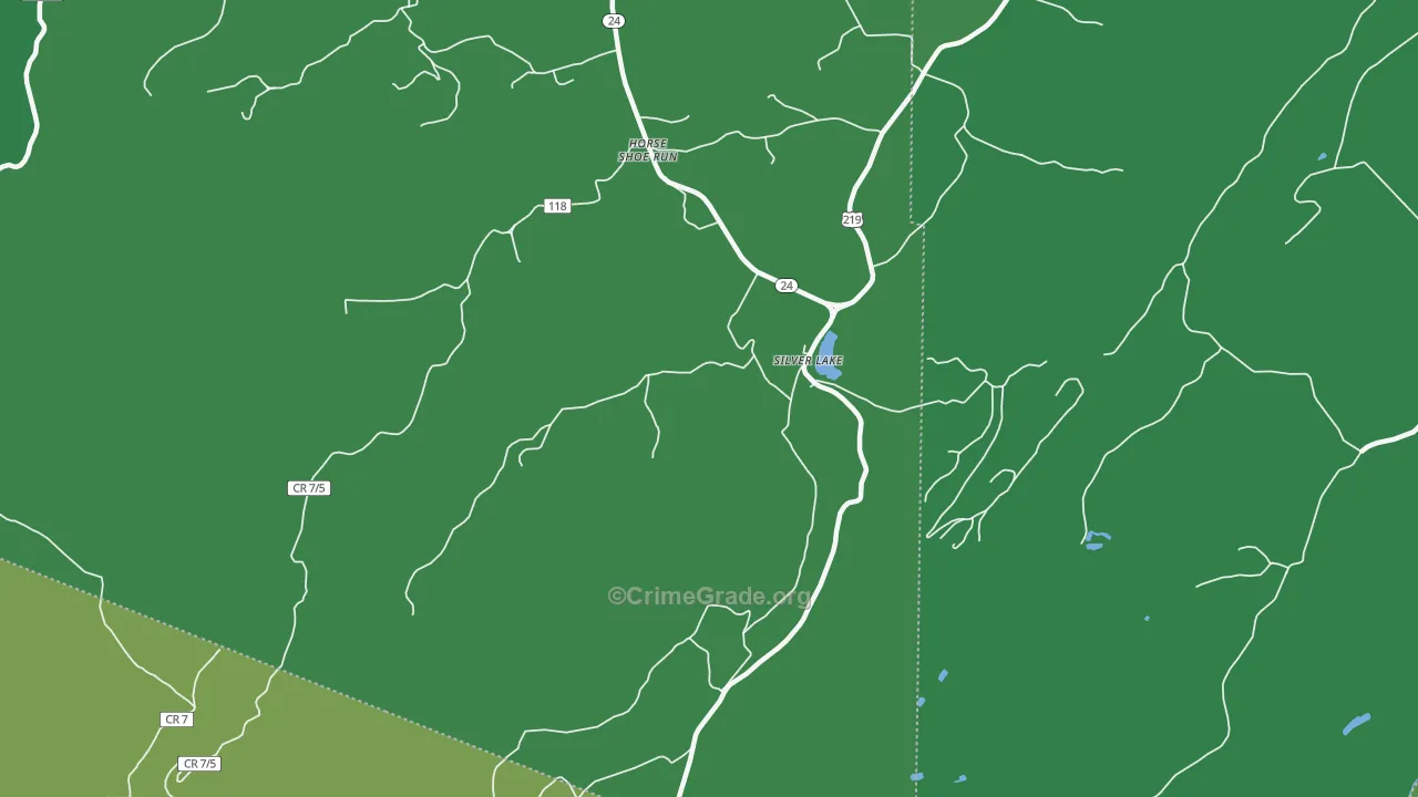 Silver Lake, WV Map of Vehicle Theft Rates