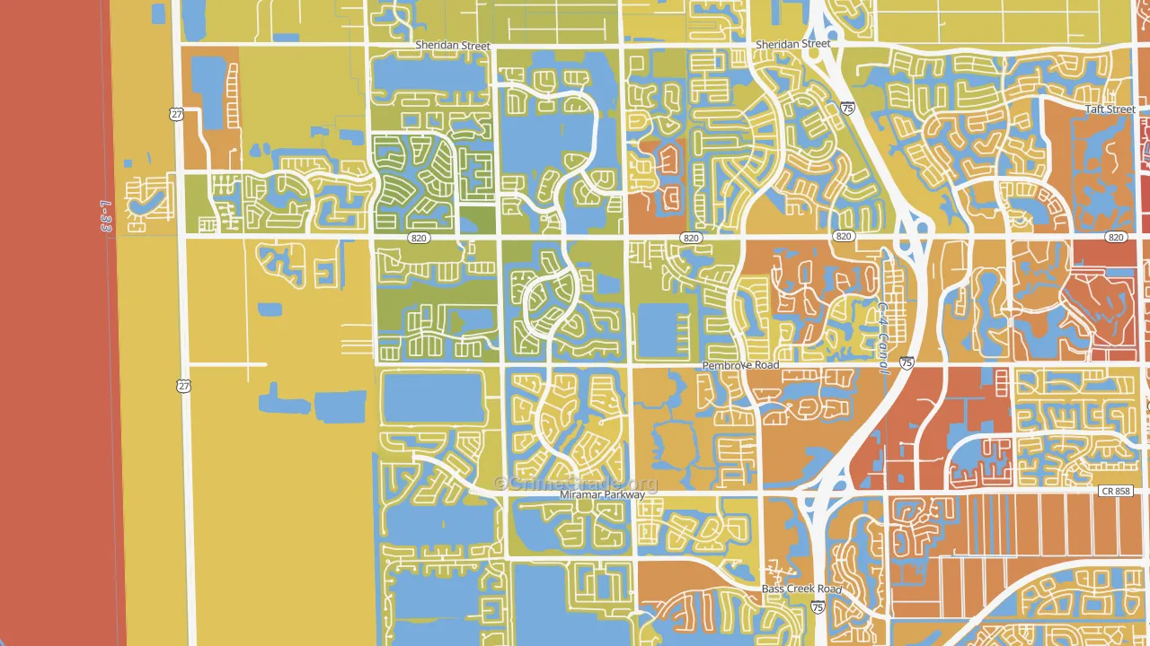 Silver Lakes, Pembroke Pines, FL Map of Vehicle Theft Rates