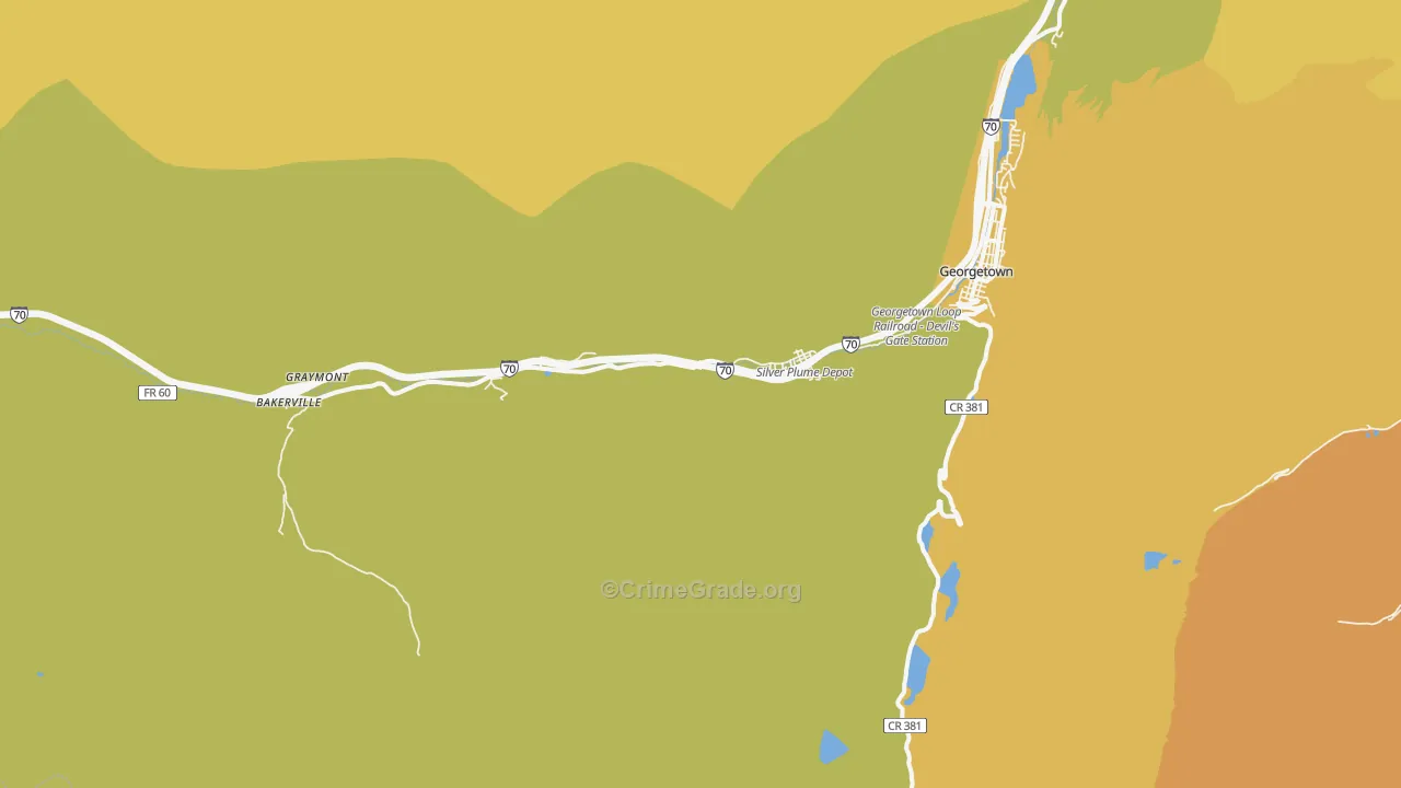 Silver Plume, CO Map of Vehicle Theft Rates