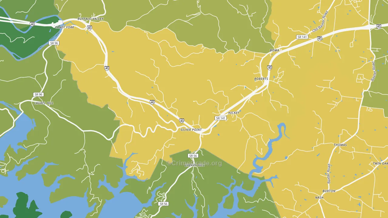 Silver Point, TN Map of Vehicle Theft Rates
