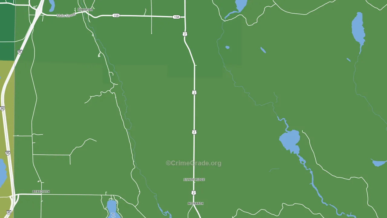 Silver Ridge, ME Map of Vehicle Theft Rates