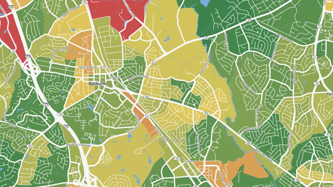 Silver Rock, Rockville, MD Map of Vehicle Theft Rates