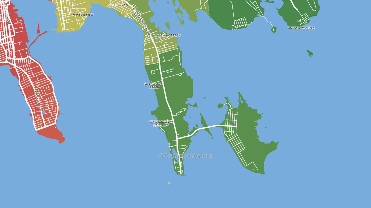 Silver Shell Beach, MA Map of Vehicle Theft Rates