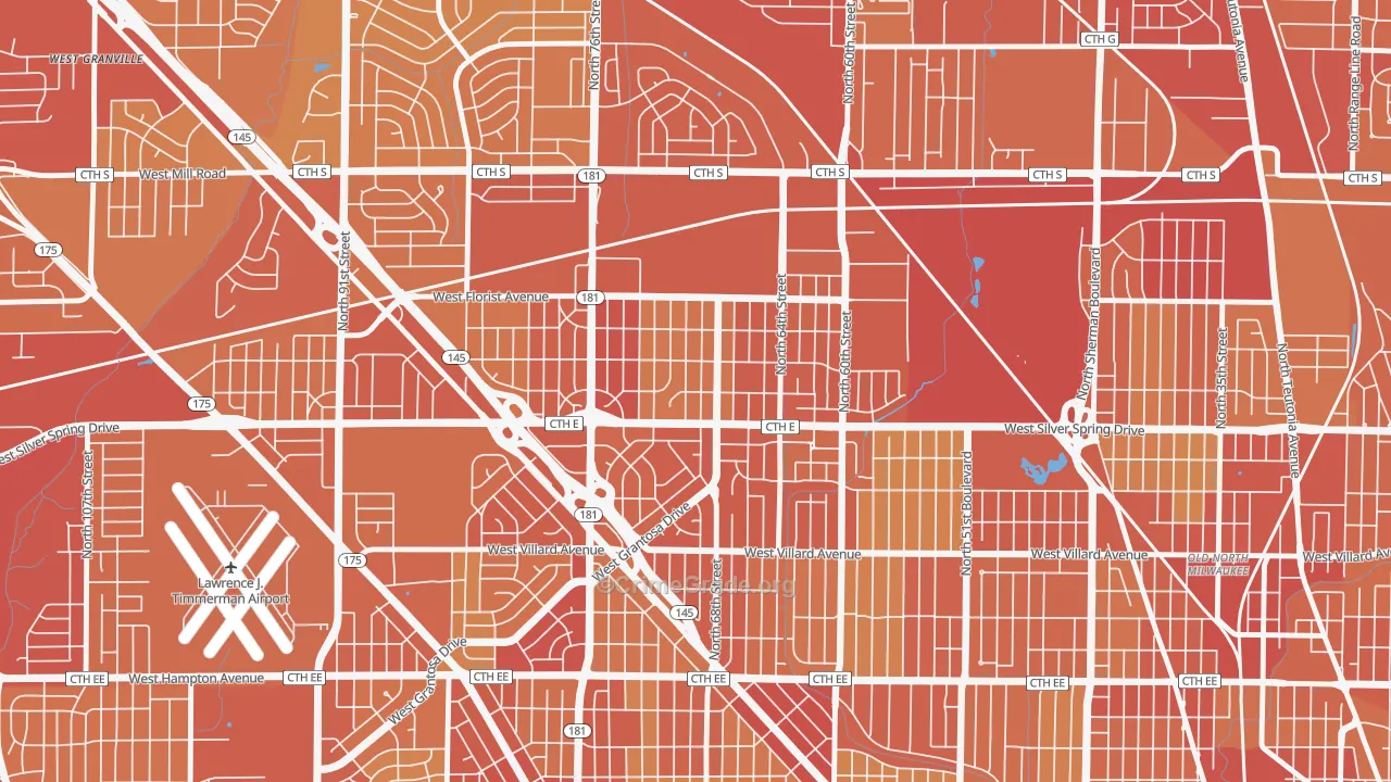 Silver Spring, Milwaukee, WI Map of Vehicle Theft Rates