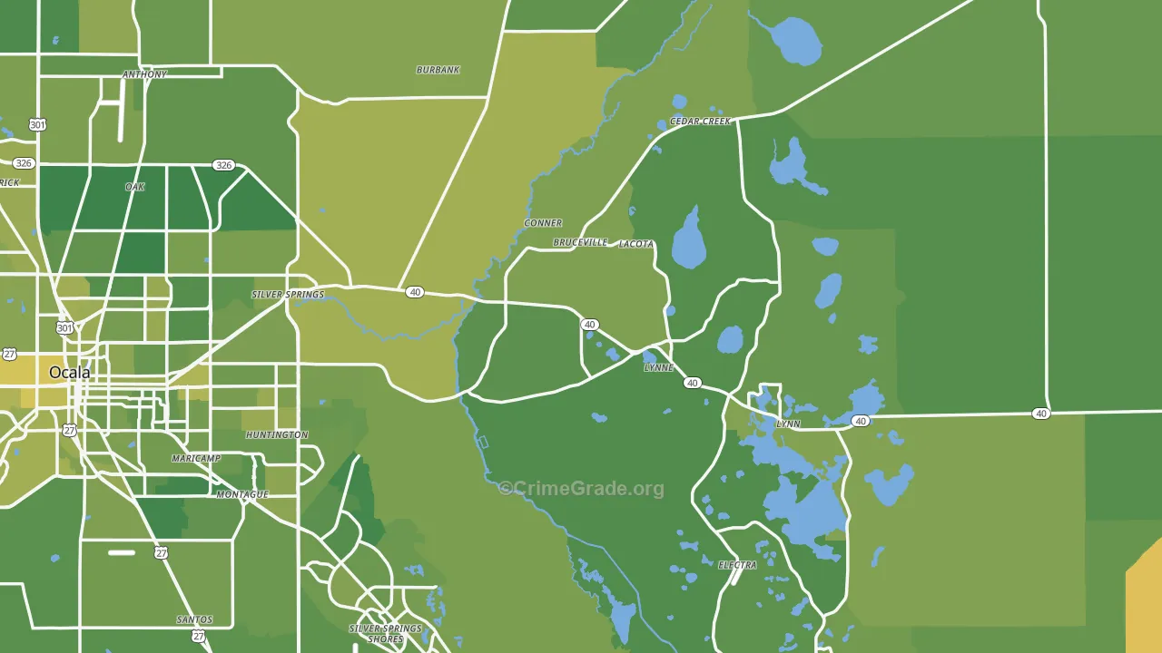 Silver Springs, FL Map of Vehicle Theft Rates