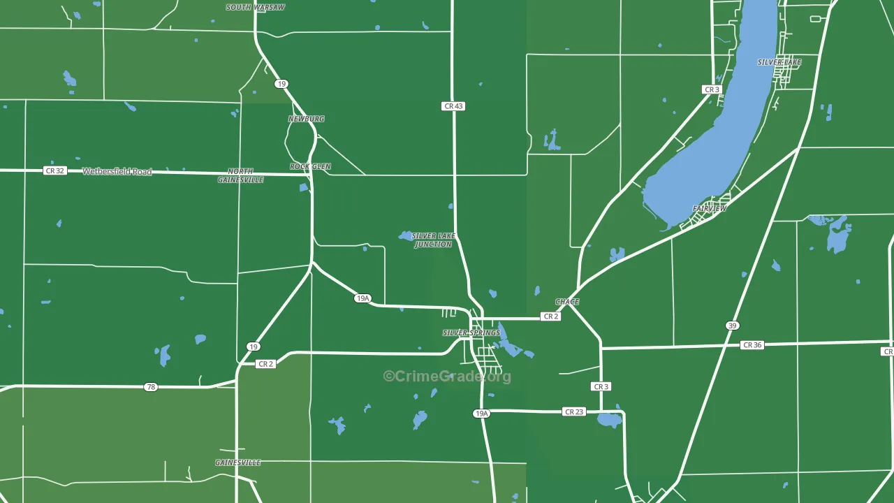 Silver Springs, NY Map of Vehicle Theft Rates