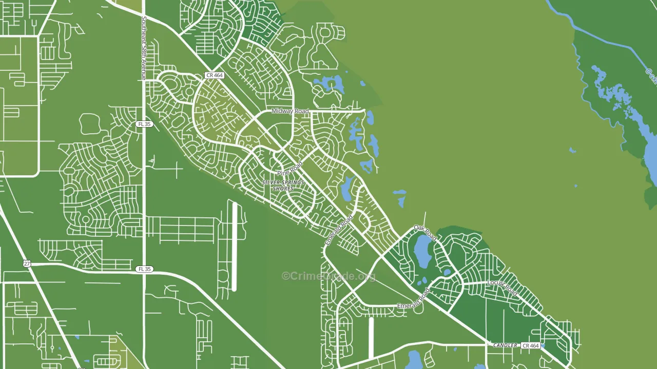 Silver Springs Shores, FL Map of Vehicle Theft Rates