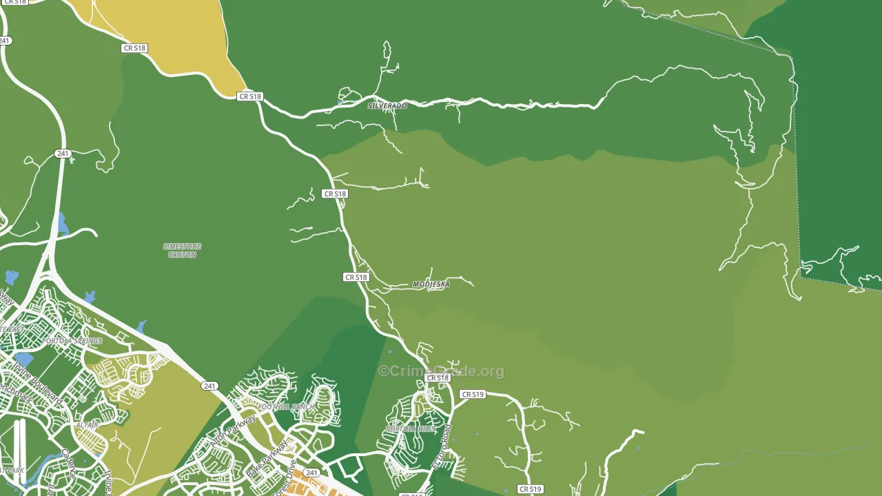 Silverado, CA Map of Vehicle Theft Rates