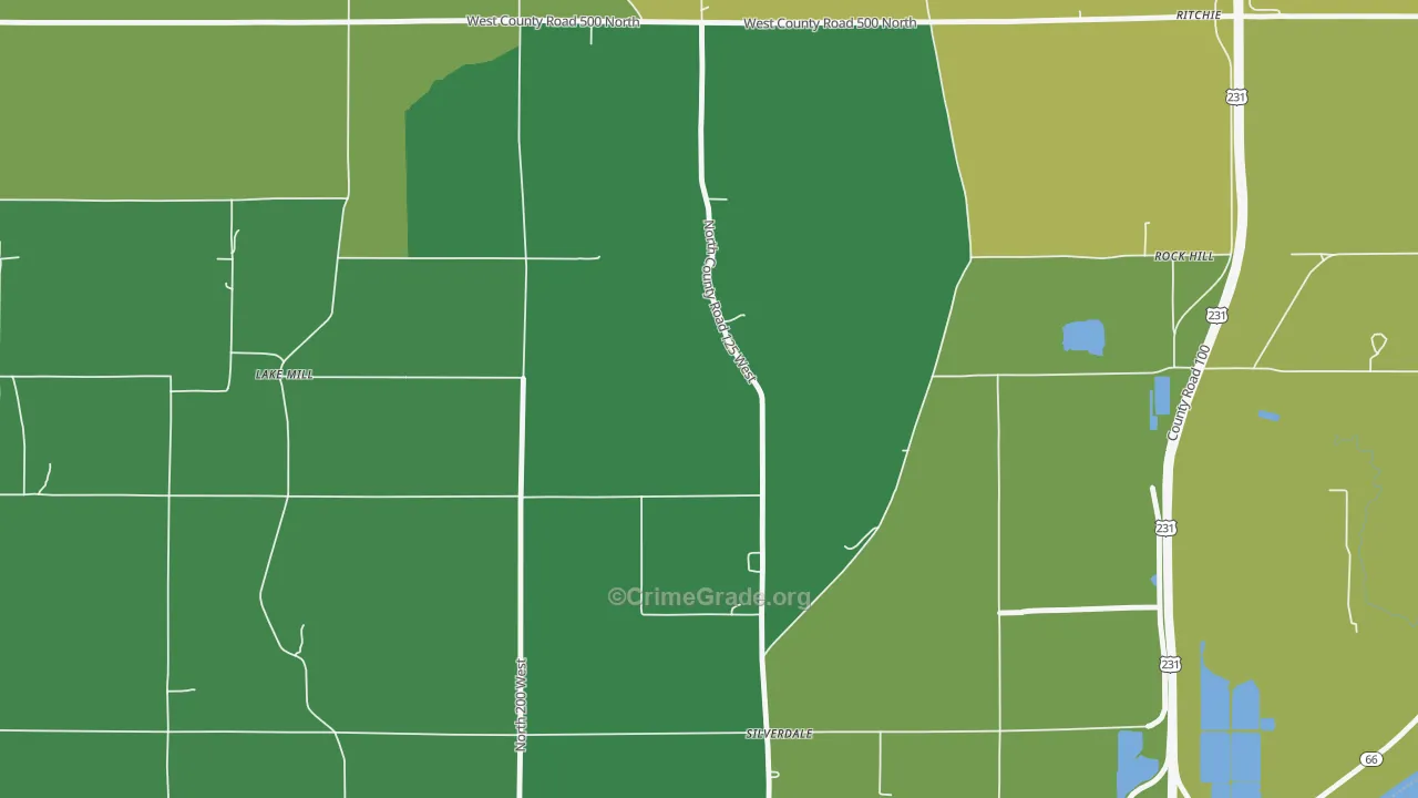 Silverdale, IN Map of Vehicle Theft Rates