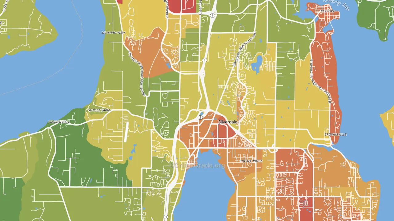 Silverdale, WA Map of Vehicle Theft Rates