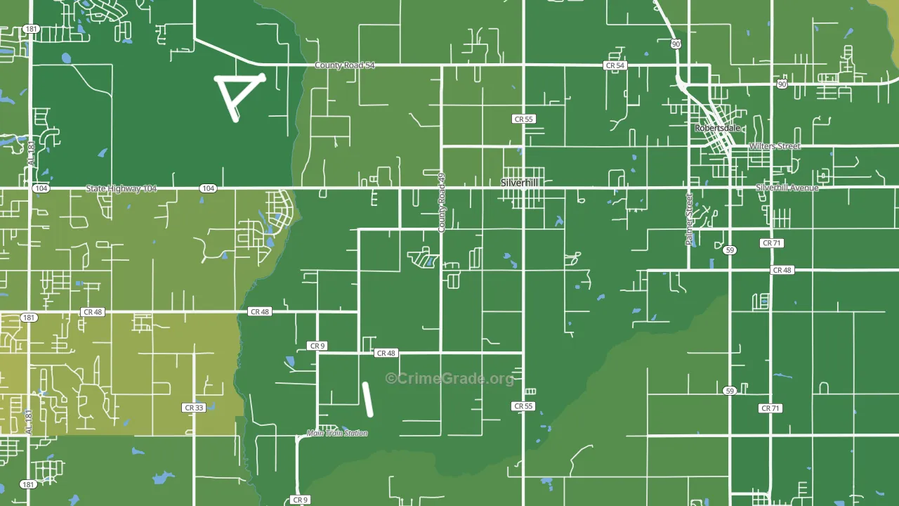 Silverhill, AL Map of Vehicle Theft Rates