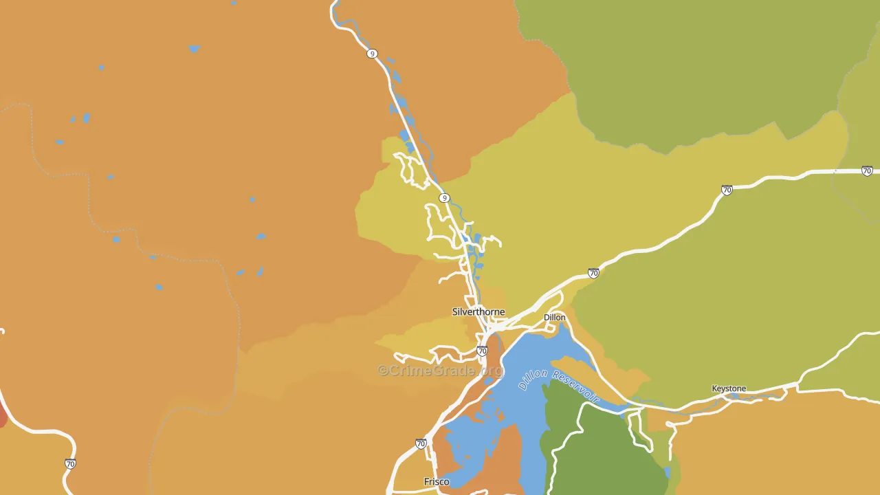 Silverthorne, CO Map of Vehicle Theft Rates