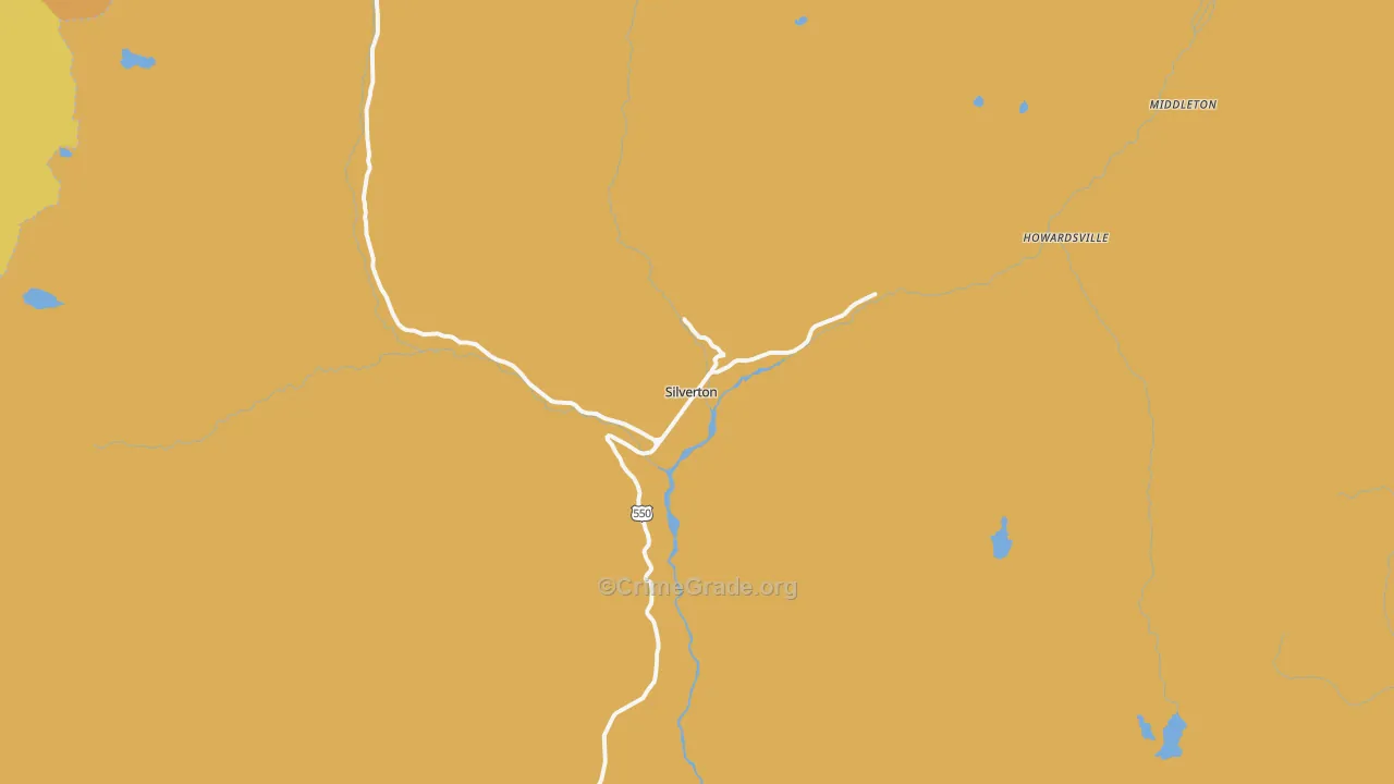 Silverton, CO Map of Vehicle Theft Rates