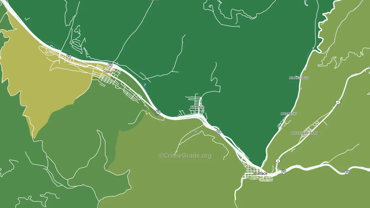 Silverton, ID Map of Vehicle Theft Rates