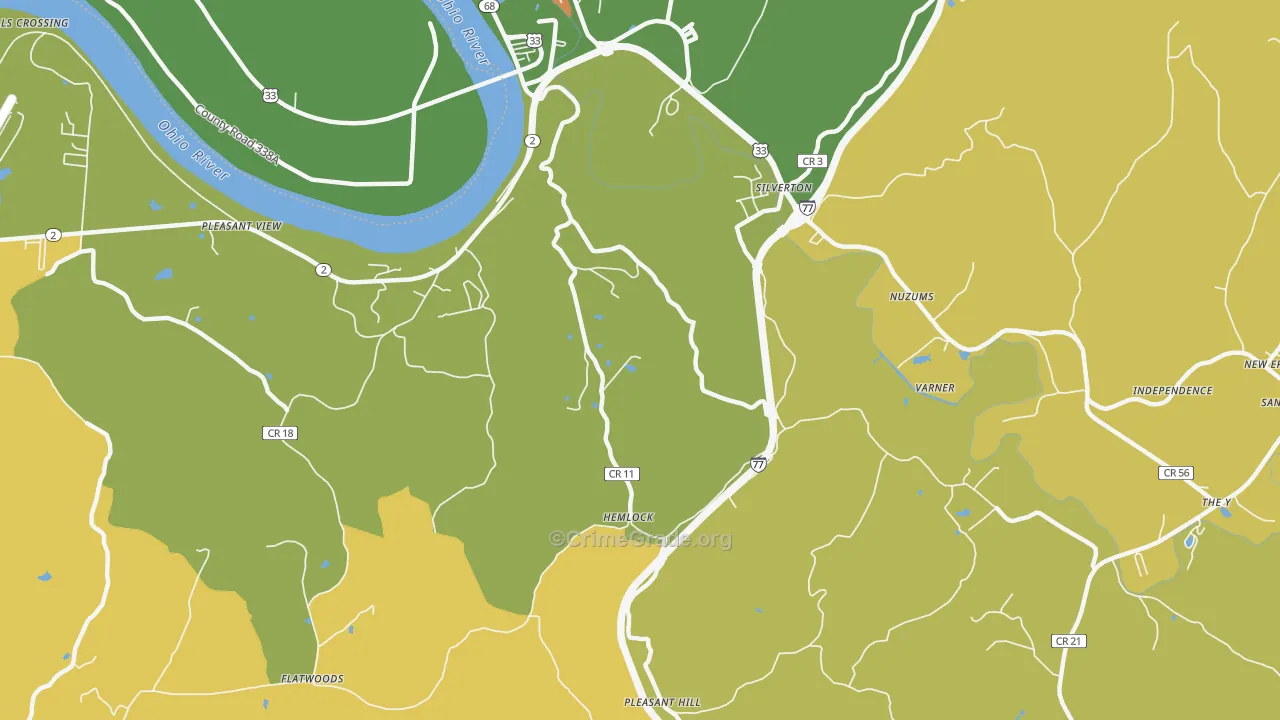 Silverton, WV Map of Vehicle Theft Rates