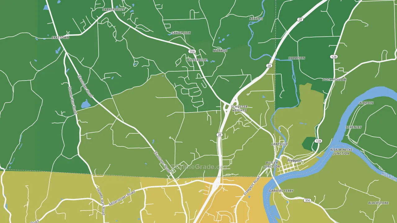 Silverville, PA Map of Vehicle Theft Rates
