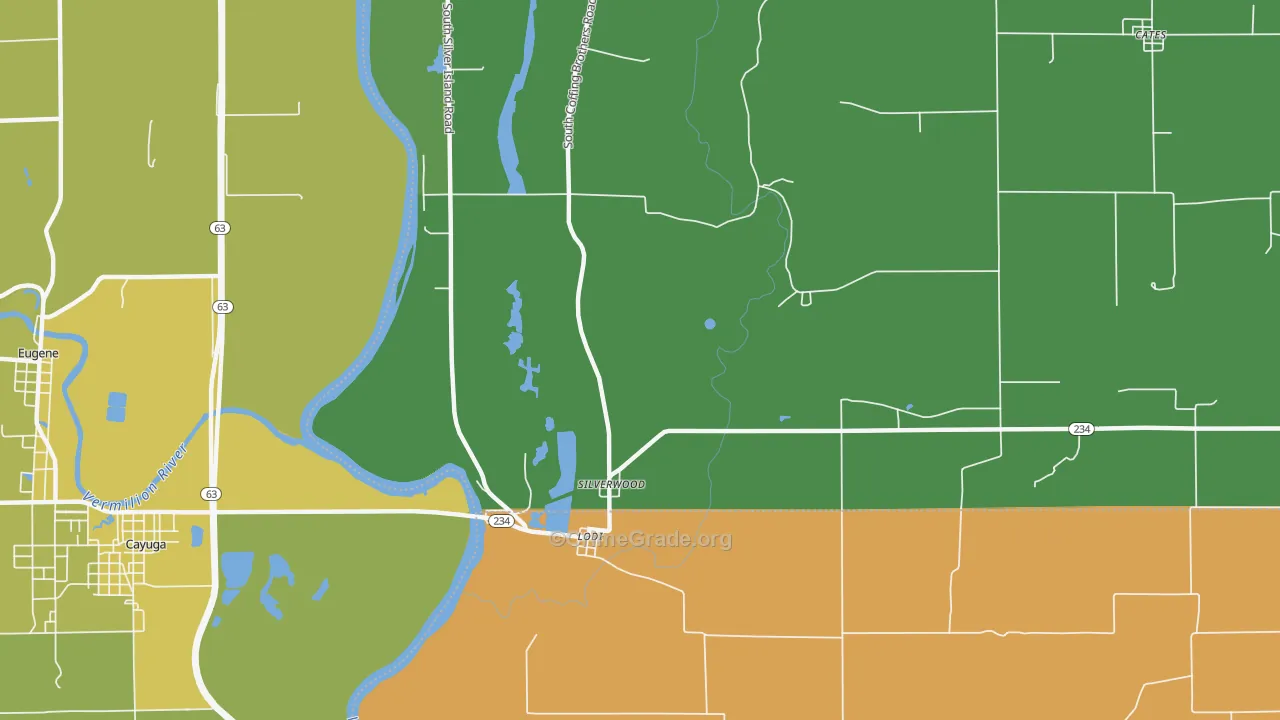 Silverwood, IN Map of Vehicle Theft Rates