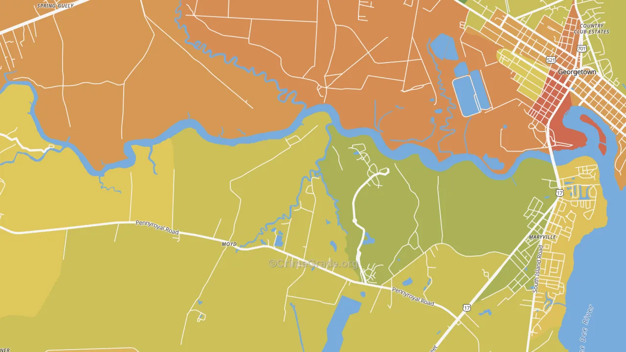 Simmonsville, SC Map of Vehicle Theft Rates