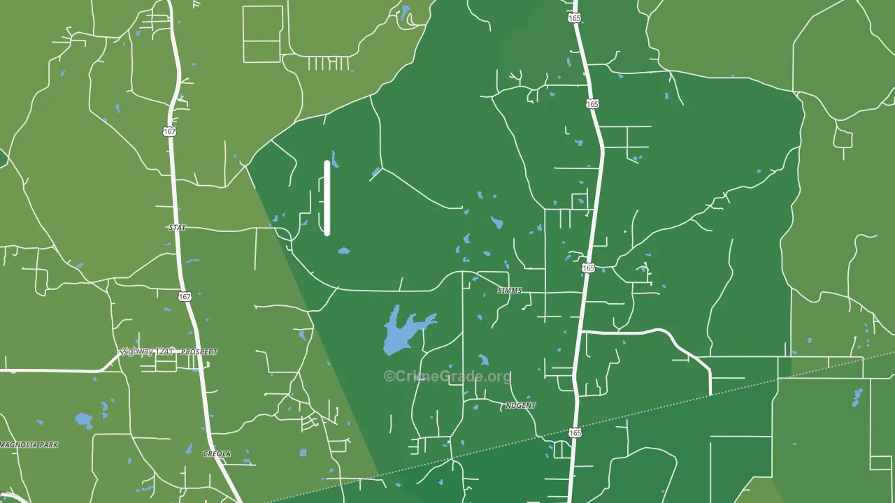 Simms, LA Map of Vehicle Theft Rates