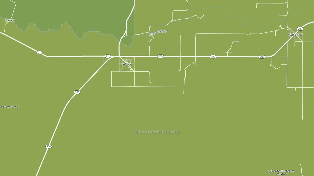 Simms, MT Map of Vehicle Theft Rates