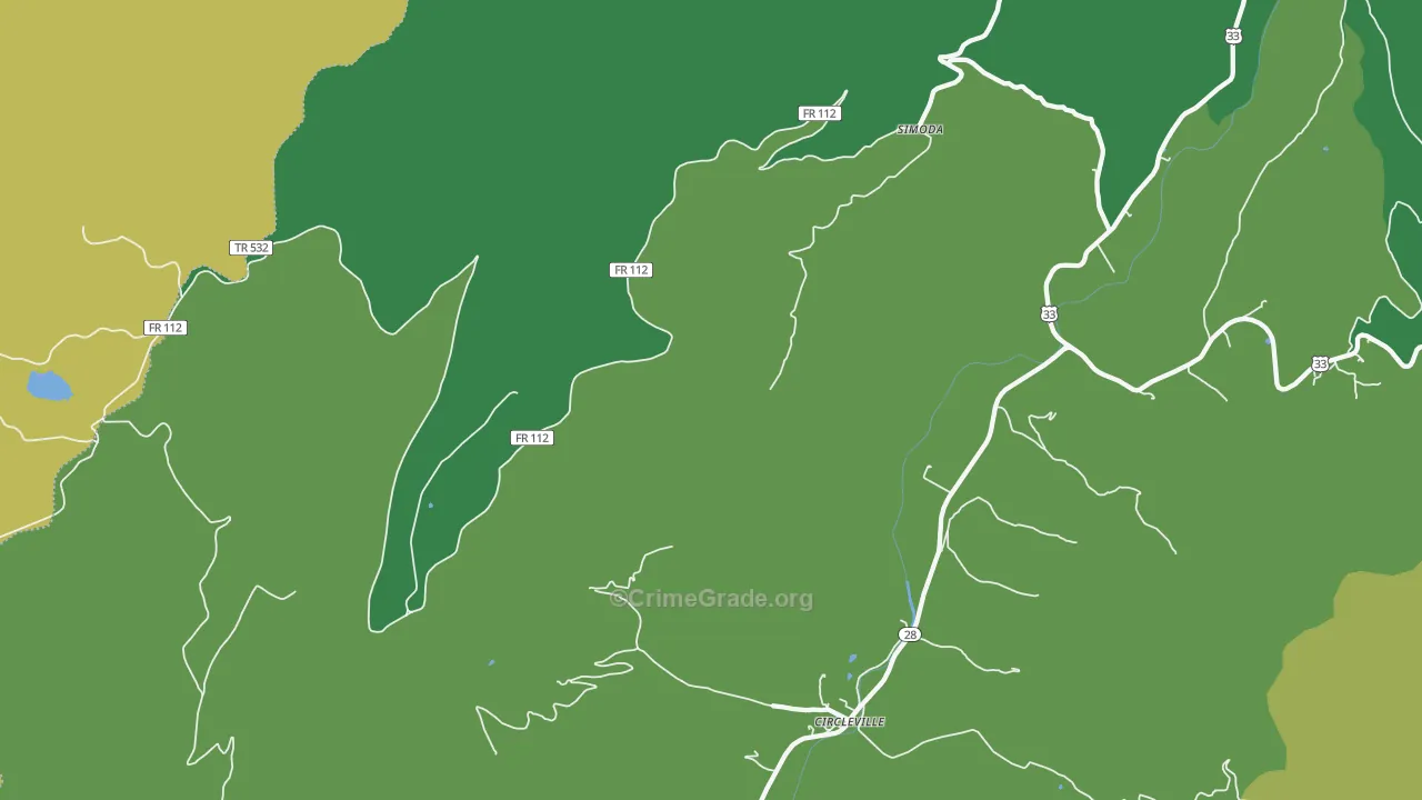 Simoda, WV Map of Vehicle Theft Rates