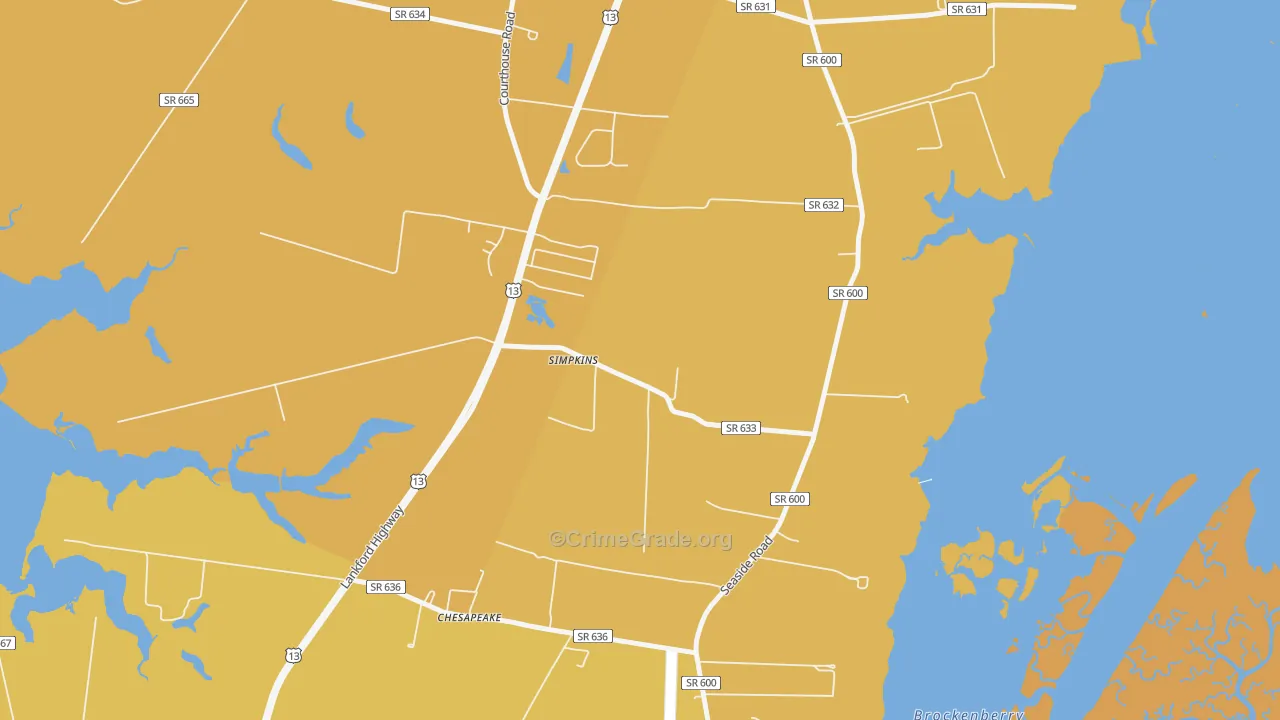 Simpkins, VA Map of Vehicle Theft Rates