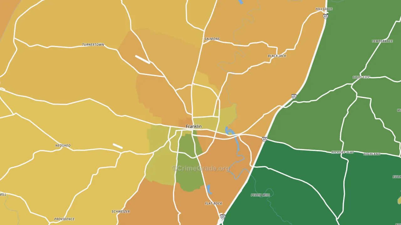Simpson County, KY Map of Vehicle Theft Rates