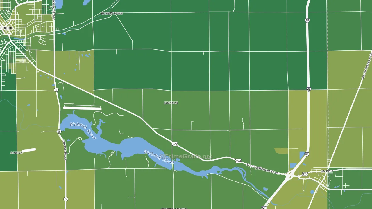 Simpson, IN Map of Vehicle Theft Rates
