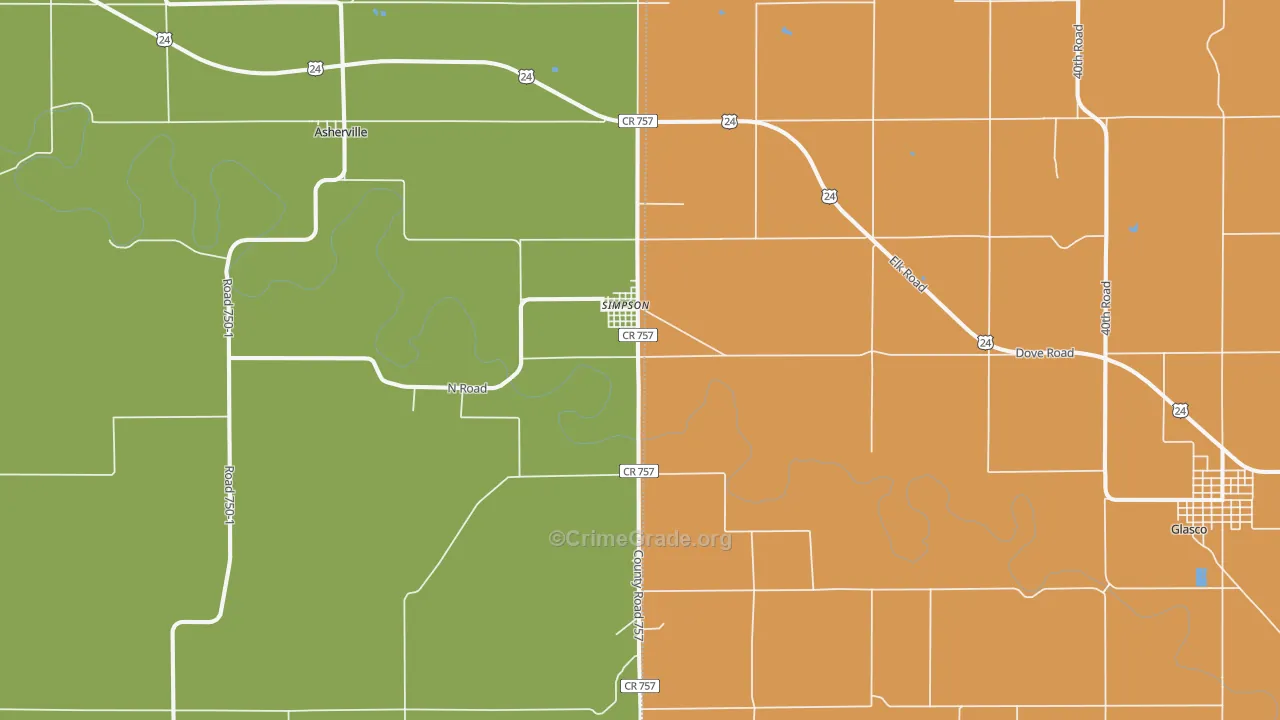 Simpson, KS Map of Vehicle Theft Rates