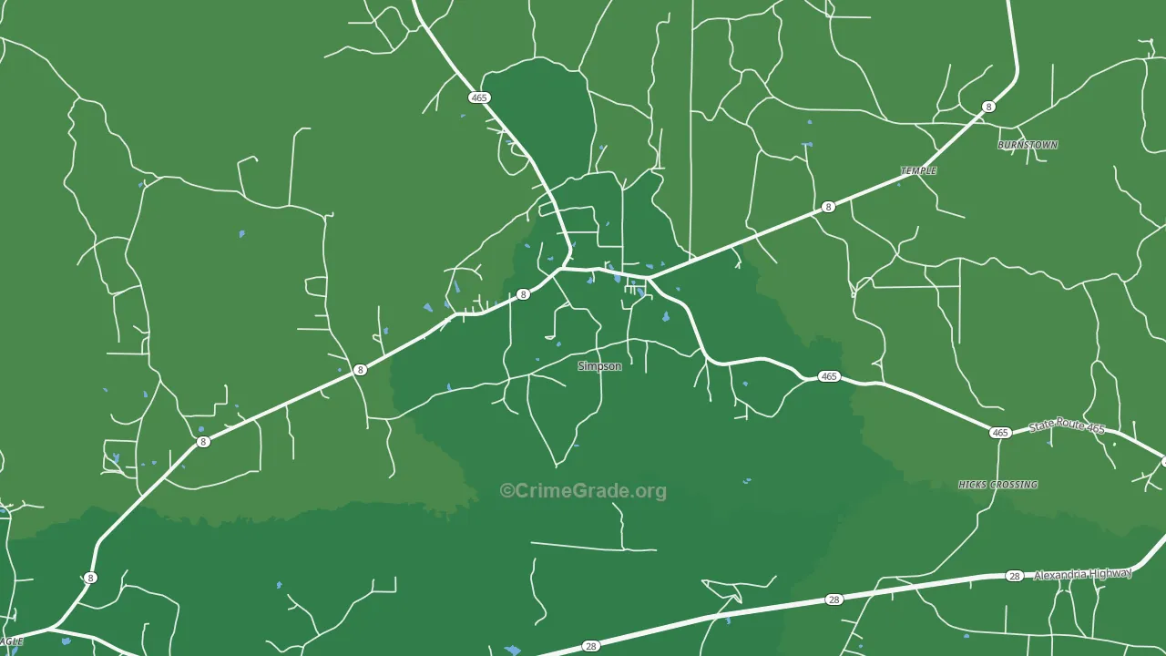 Simpson, LA Map of Vehicle Theft Rates