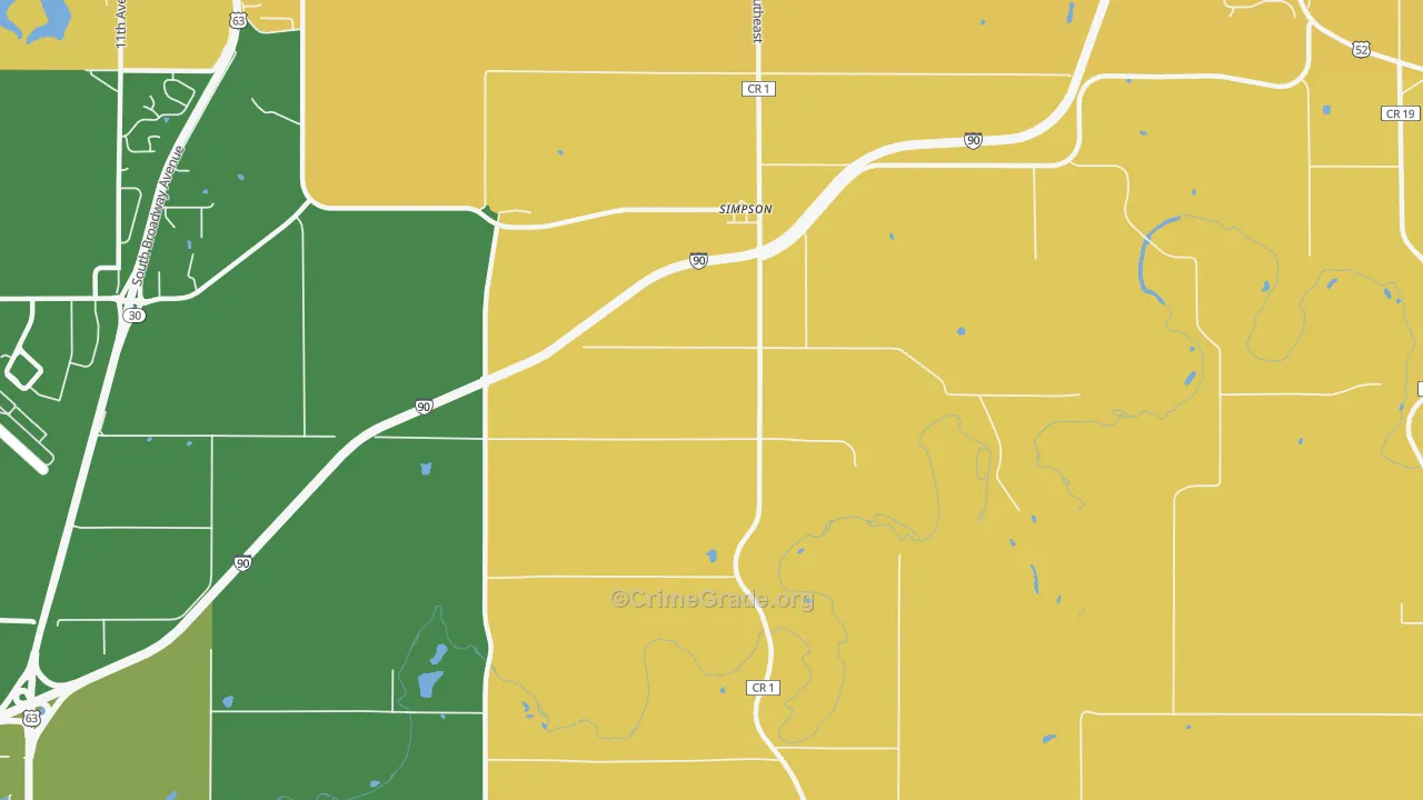 Simpson, MN Map of Vehicle Theft Rates