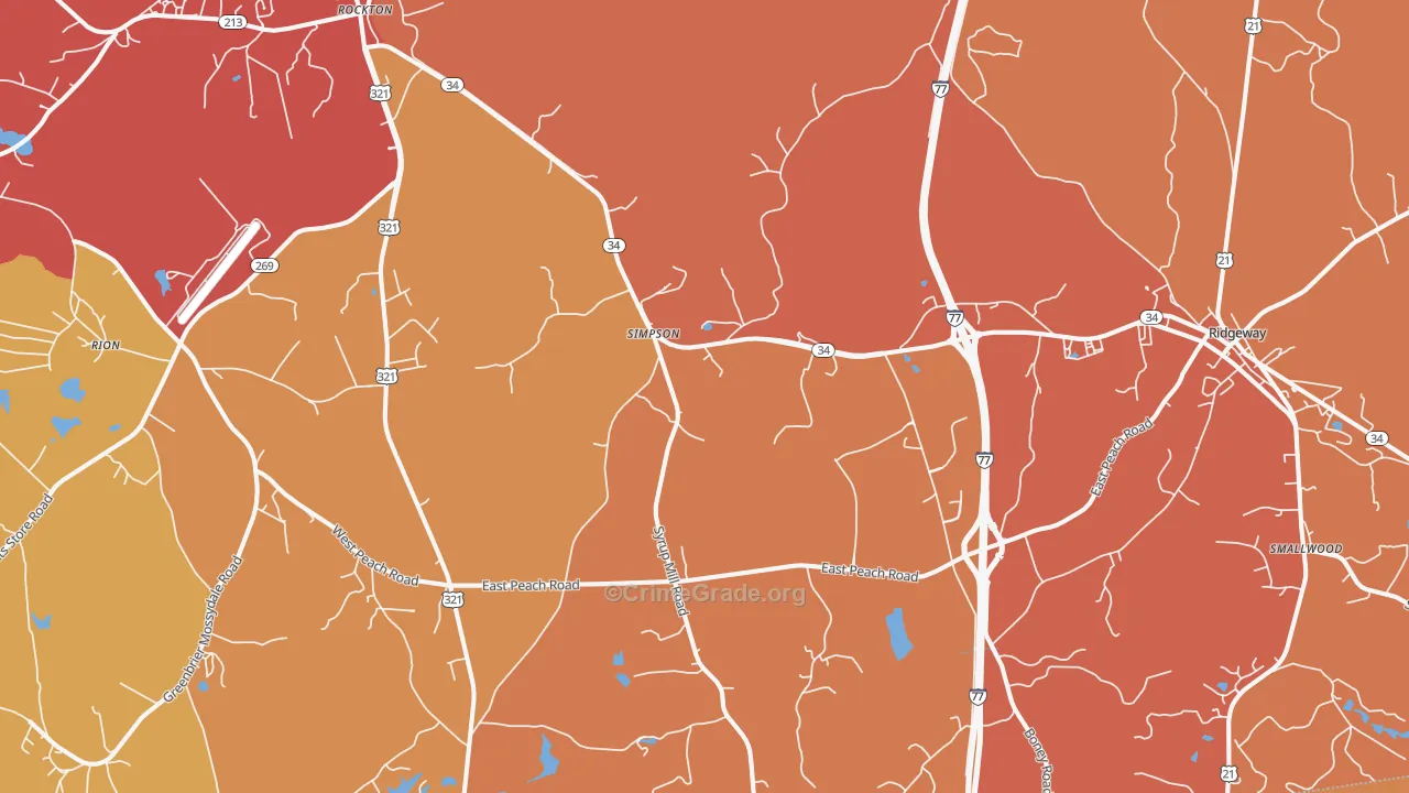 Simpson, SC Map of Vehicle Theft Rates