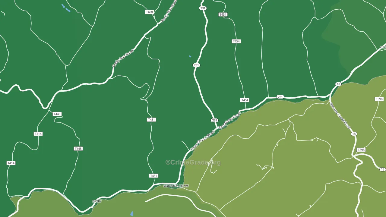 Simpson Store, PA Map of Vehicle Theft Rates