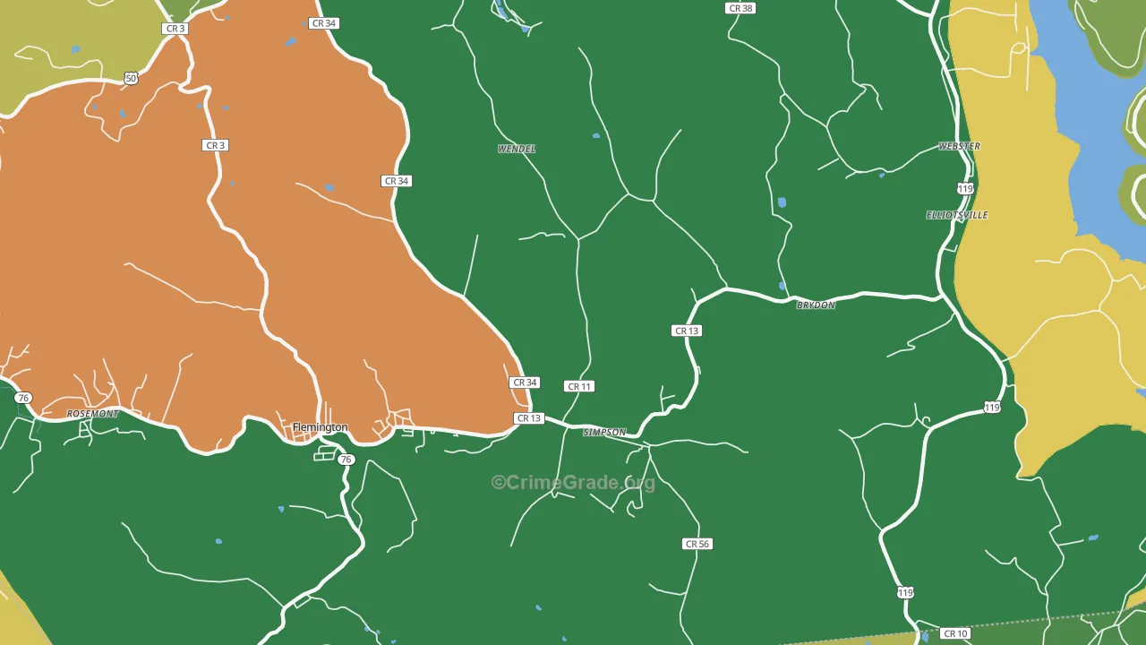Simpson, WV Map of Vehicle Theft Rates