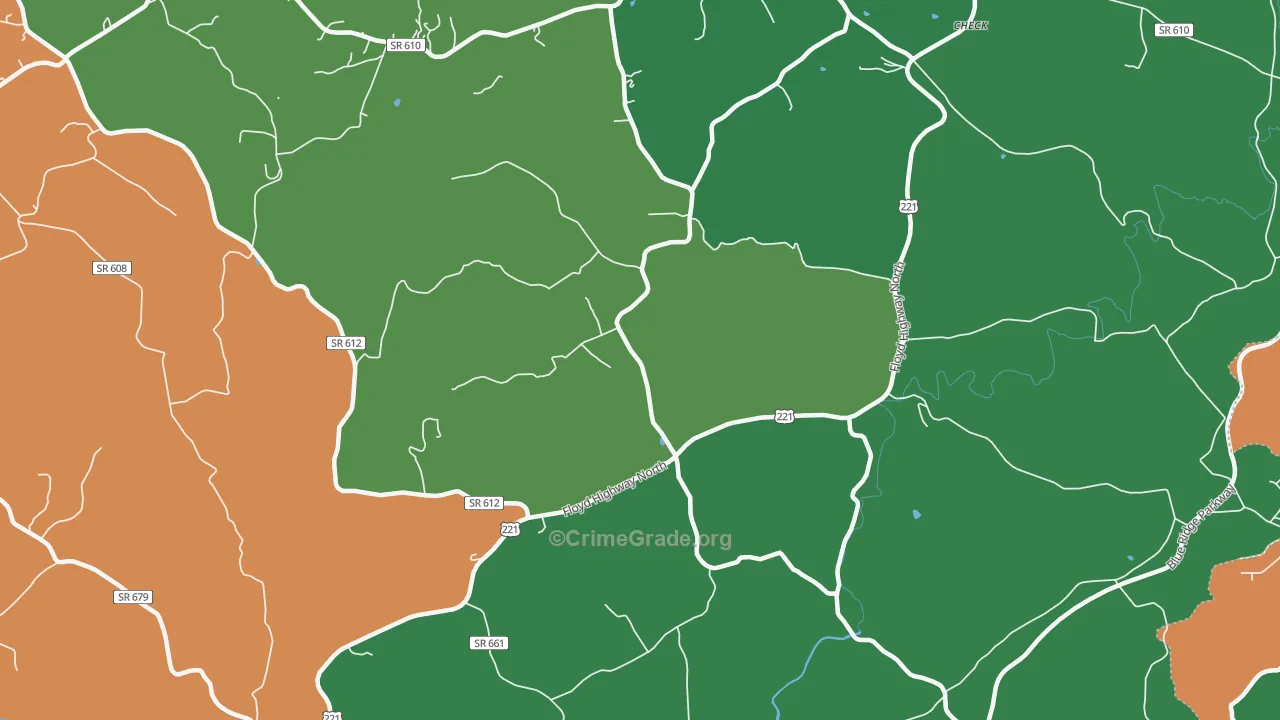 Simpsons, VA Map of Vehicle Theft Rates